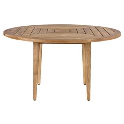 Dahliah Coastal Natural Teak Round Classic Outdoor Dining Table - Small - 54&quot;W