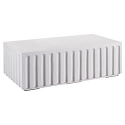 Jenieva French Country White Concrete Rectangular Block Outdoor Coffee Table