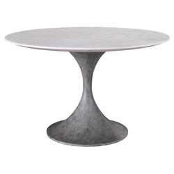 Jesiel French White Faux Marble Grey Concrete Round Outdoor Dining Table - 48&quot;W