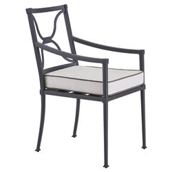 Lindale French Country White Cushion Grey Aluminum Outdoor Dining Arm Chair
