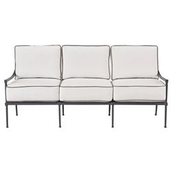 Lindale French Country Grey Aluminum White Cushion Back Outdoor Sofa - 74&quot;W