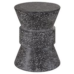 Rossan French Country Grey Cast Concrete Round Drum Outdoor Side Table