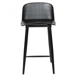 Lou Industrial Loft Black Steel Low Back Outdoor Counter Stool - Set of 2