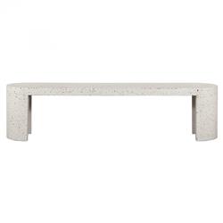 Lyone Industrial Loft White Cement Speckled Terrazzo Oval Outdoor Bench