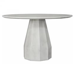 Aiden Industrial Loft White Concrete Round Pedestal Outdoor Dining Table - 47"W