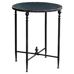 Monty French Country Black Aged Metal Round Side End Table