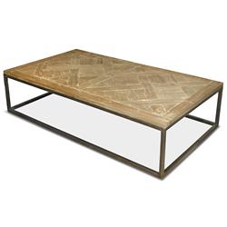Stevenson Rustic Lodge White Wash Reclaimed Pine Metal Rectangular
