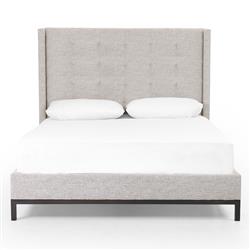 Nyla Modern Tufted Light Grey Upholstered High Headboard Platform Bed - Queen