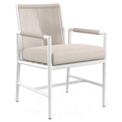 Callie Beige Upholstered White Aluminum Outdoor Dining Arm Chair