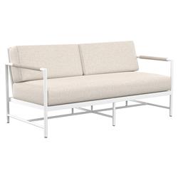 Callie Beige Upholstered White Aluminum Outdoor Loveseat