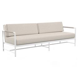 Callie Beige Upholstered White Aluminum Outdoor Sofa - 87"W