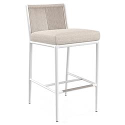 Callie Beige Upholstered White Aluminum Outdoor Counter Stool