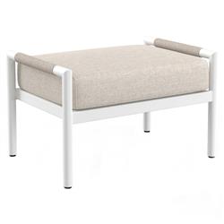 Callie Beige Upholstered White Aluminum Outdoor Rectangular Ottoman