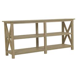Amina Coastal Natural Teak Wood Cross Side Outdoor Console Table