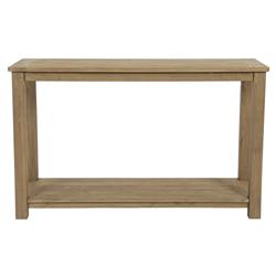 Amina Coastal Natural Teak Wood 2 Tier Outdoor Console Table