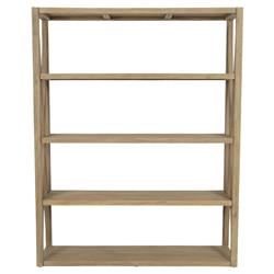Amina Coastal Natural Teak Cross Side Open Back Outdoor Bookcase