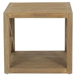 Amina Coastal Natural Teak Wood Square Outdoor End Table