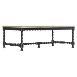Czar French Country Distressed Brown Top Black Wood Rectangular Coffee Table