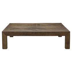 Birkby Rustic Lodge Natural Elm Parquet Square Coffee Table 51