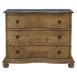 Indigo Rustic Lodge Grey Stone Top Brown Wood 3 Drawer Dresser