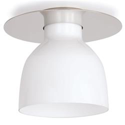 Mixer Industrial White Glass Polished Nickel Steel Flush Mount