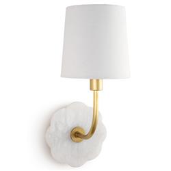 Camilla French Country Natural White Alabaster Armed Sconce