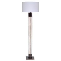 Sheryll Rustic Lodge White Hide Black Steel Column Floor Lamp