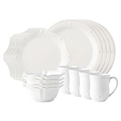 Juliska Berry &amp; Thread Classic French Whitewash Ceramic 16 Piece Place Setting