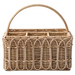 Juliska Provence Coastal Beach Whitewash Rattan Silverware Caddy