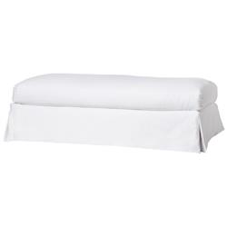 Cisco Home Seda Denim White Cotton Coastal Feather Down Slipcovered Ottoman Bench