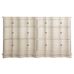 Meredith Updated Traditional Cerused White Wood Wavy Double Dresser
