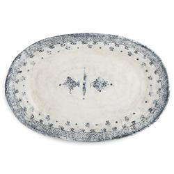 Burano French Country Blue Lace Ceramic Oval Platter