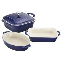 Staub Modern Classic Dark Blue Ceramic 4 Piece Mixed Baking Dish Set