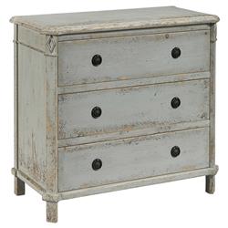 Ava French Country Distressed Grey Reclaimed Pine Wood 3 Drawer Bachelors Chest