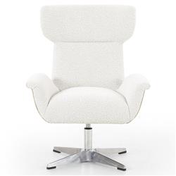 Celine Modern White Upholstered Boucle Silver Aluminum Base Adjustable Office Chair