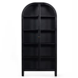 Sheila Industrial Clear Glass Black Iron Frame Curved 2 Door Display Case