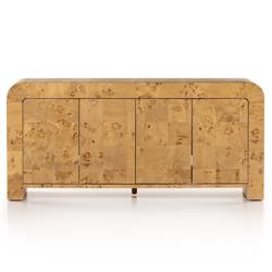 Cynthia Rustic Natural Brown Burl Wood Rectangular 4 Door Media Console - 65"W