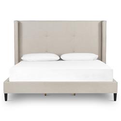 Meryll Modern Classic Beige Performance Brown Solid Wood Frame Bed - Queen