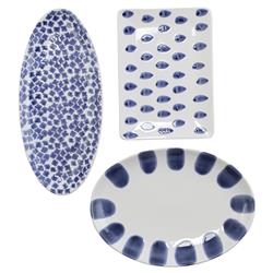Santorini Global Bazaar Blue Ceramic 3 Piece Serveware