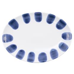 Santorini Global Bazaar White Ceramic Blue Dot Oval Platter