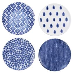 Santorini Global Bazaar Blue Ceramic Salad Plates - Set of 4