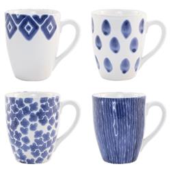 Santorini Global Bazaar Blue Ceramic Assorted Mugs -Set of 4