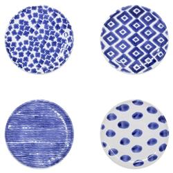Santorini Global Bazaar Blue Ceramic Assorted Cocktail Plates - Set of 4