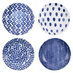 Santorini Global Bazaar Blue Ceramic Assorted Pasta Bowls - Set of 4