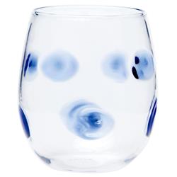 Drop Mid Century Modern Blue Stemless Wine Glass