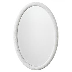 Abrianna Coastal Beach White Resin Textured Oval Wall Mirror