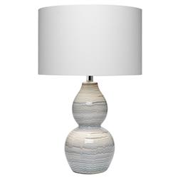 Carolinna Coastal Beach White Ceramic Blue Waves Bedside Table Lamp