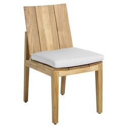 Ashland Natural Teak White Cushion Outdoor Dining Side Chair