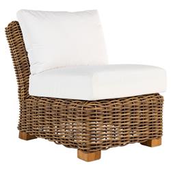 Montauk Brown Wicker White Cushion Outdoor Slipper Lounge Chair