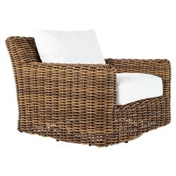 Montauk Natural White Cushion Brown Wicker Outdoor Swivel Lounge Chair